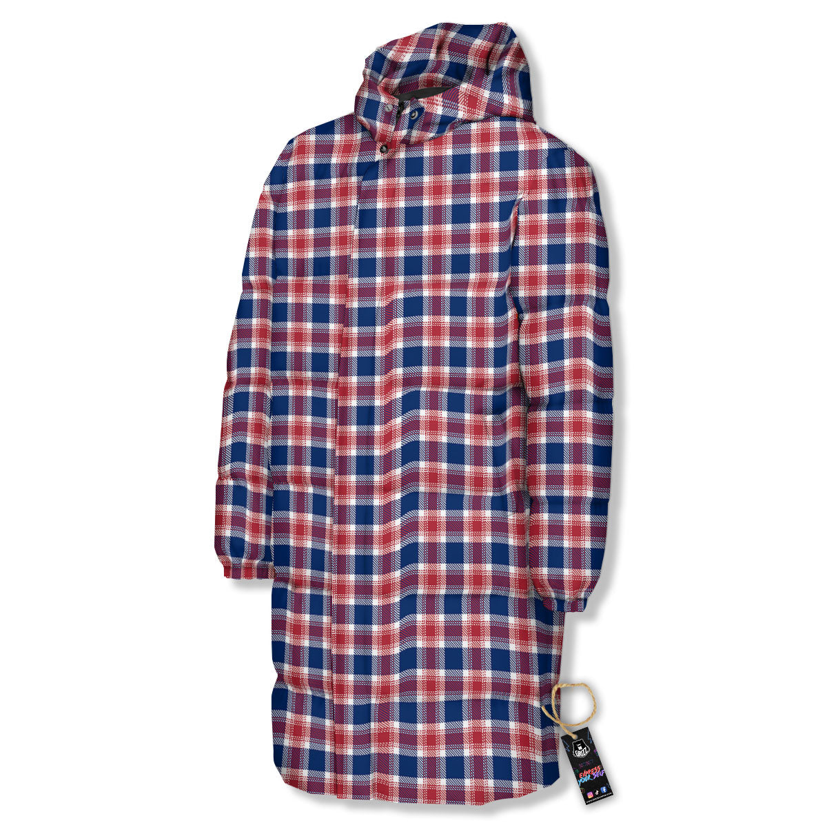 Independence Day American Plaid Print Long Down Jacket