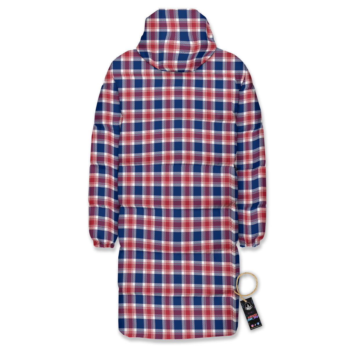 Independence Day American Plaid Print Long Down Jacket