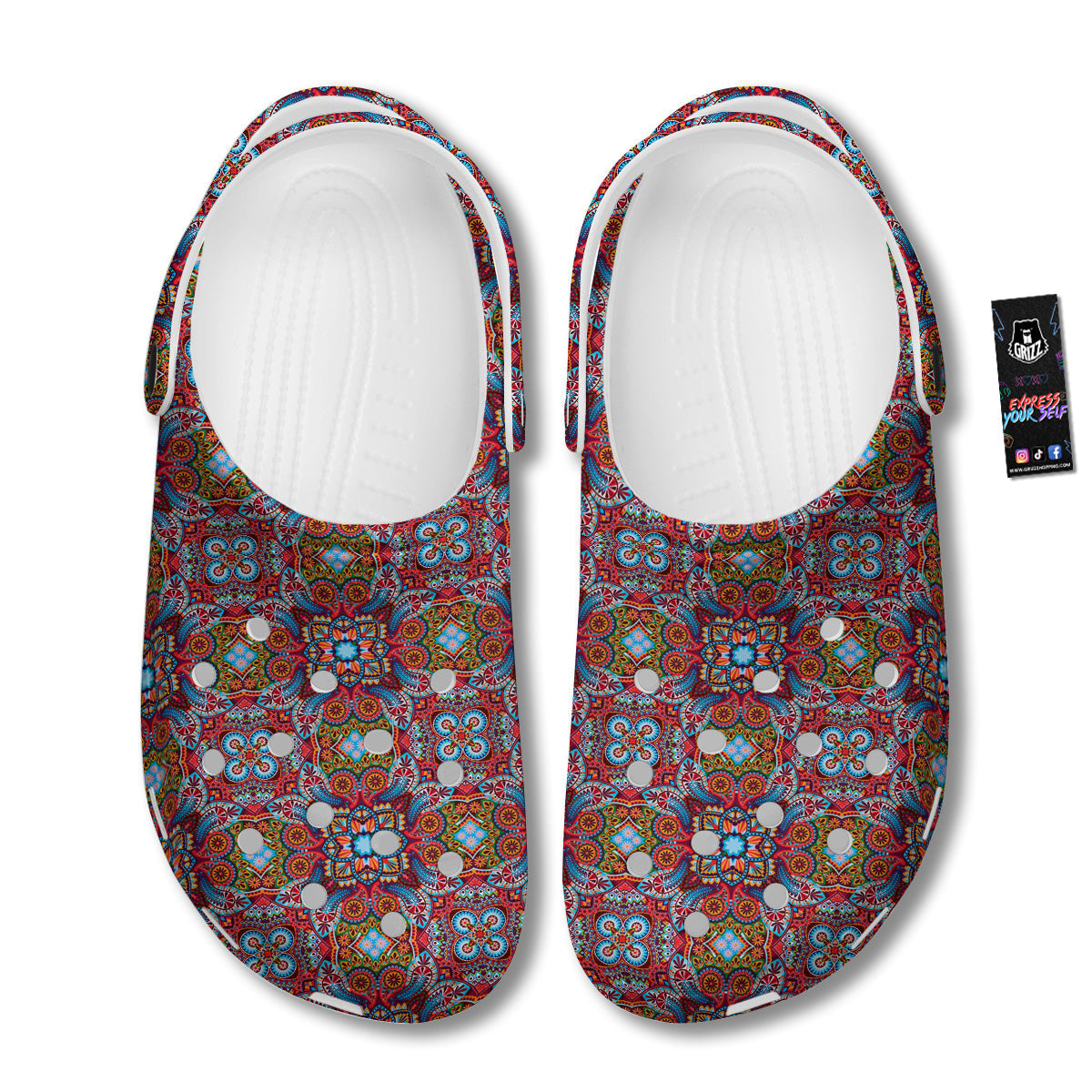 India Paisley Colorful Print Pattern Clog-grizzshop