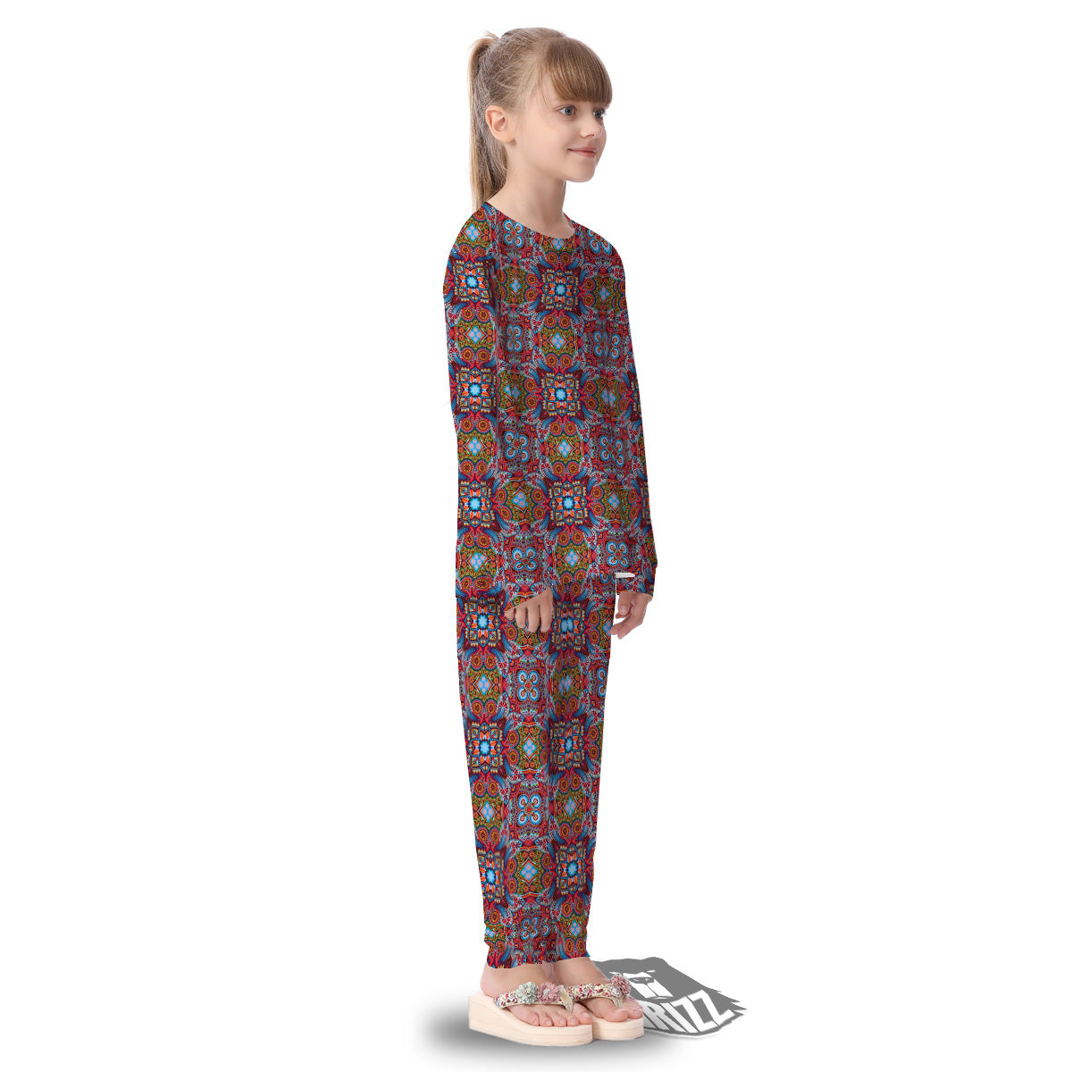 India Paisley Colorful Print Pattern Kid's Pajamas-grizzshop