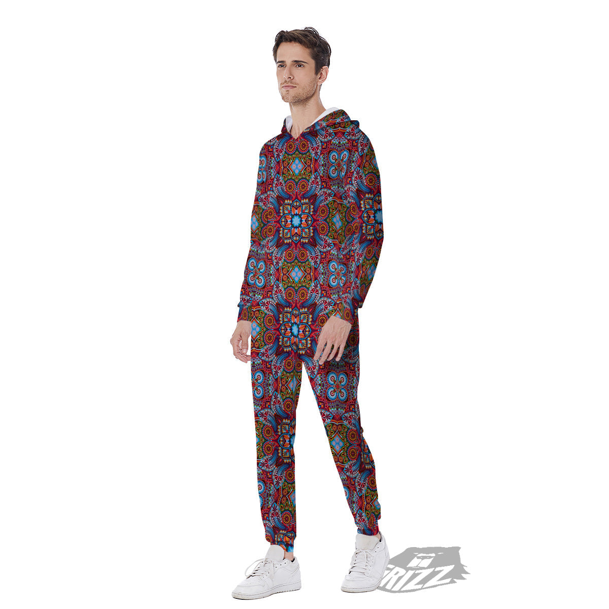India Paisley Colorful Print Pattern Men's Jumpsuit-grizzshop