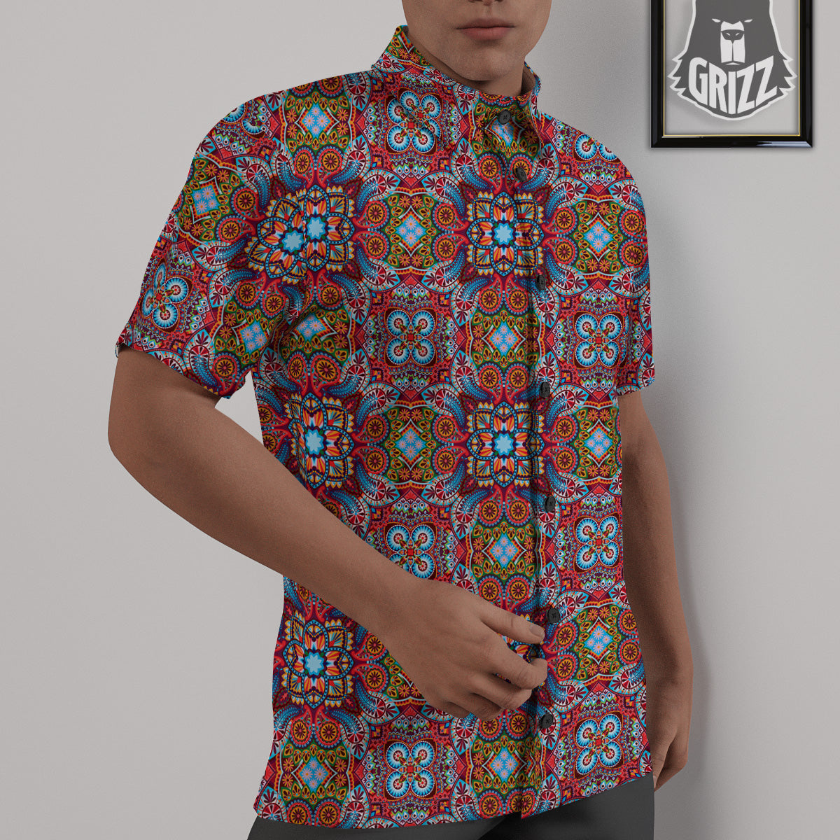 India Paisley Colorful Print Pattern Untucked Shirts-grizzshop