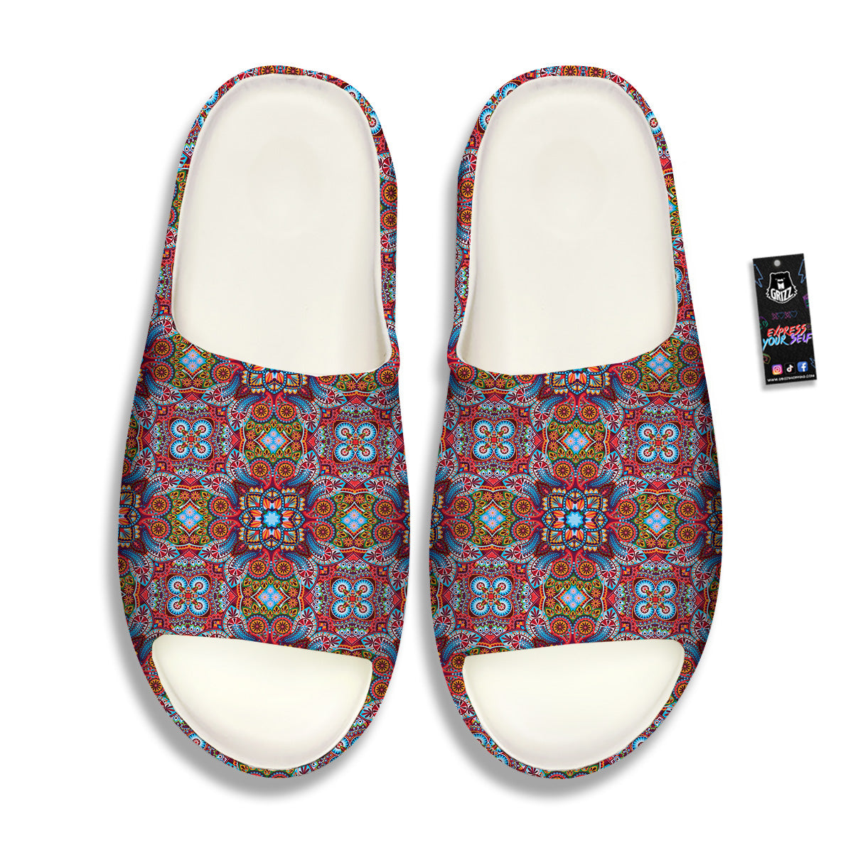 India Paisley Colorful Print Pattern Sandals-grizzshop