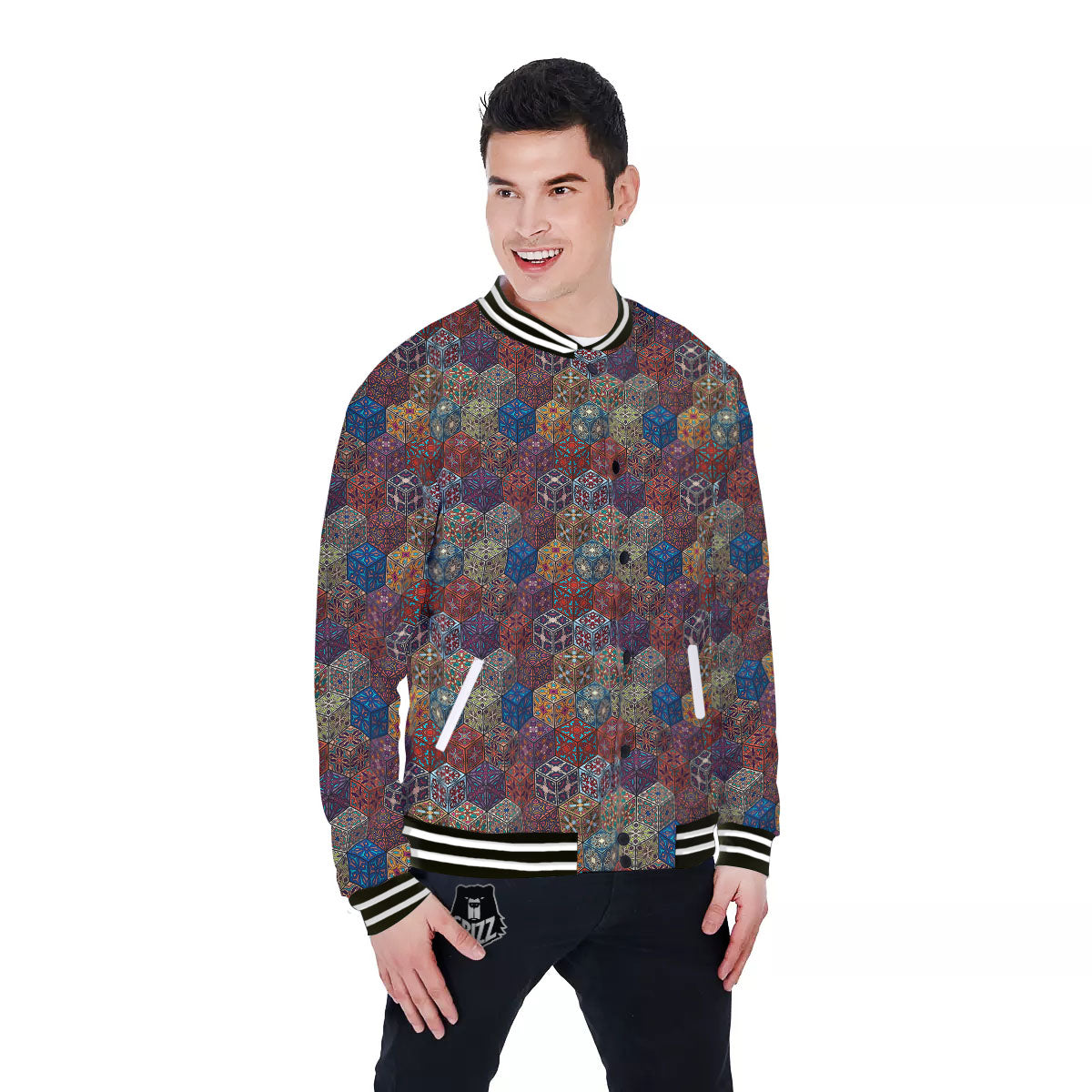 Indian Box Bohemian Print Pattern Baseball Jacket-grizzshop