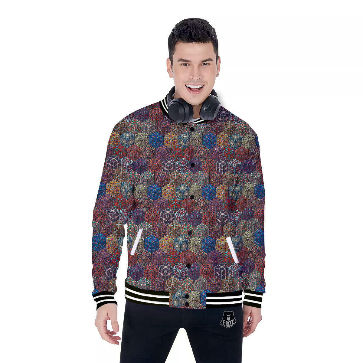 Indian Box Bohemian Print Pattern Baseball Jacket-grizzshop