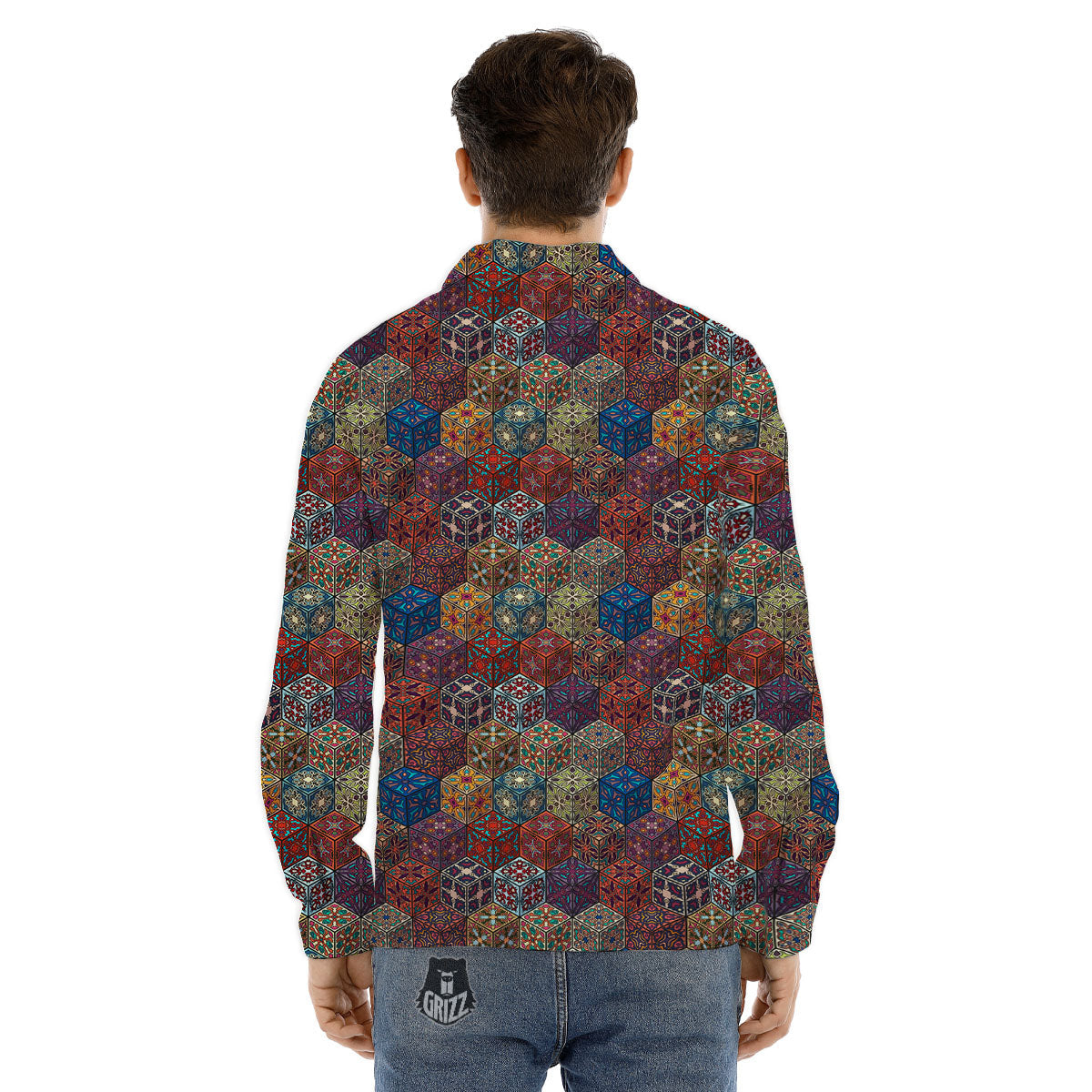 Indian Box Bohemian Print Pattern Men's Dress Shirts-grizzshop