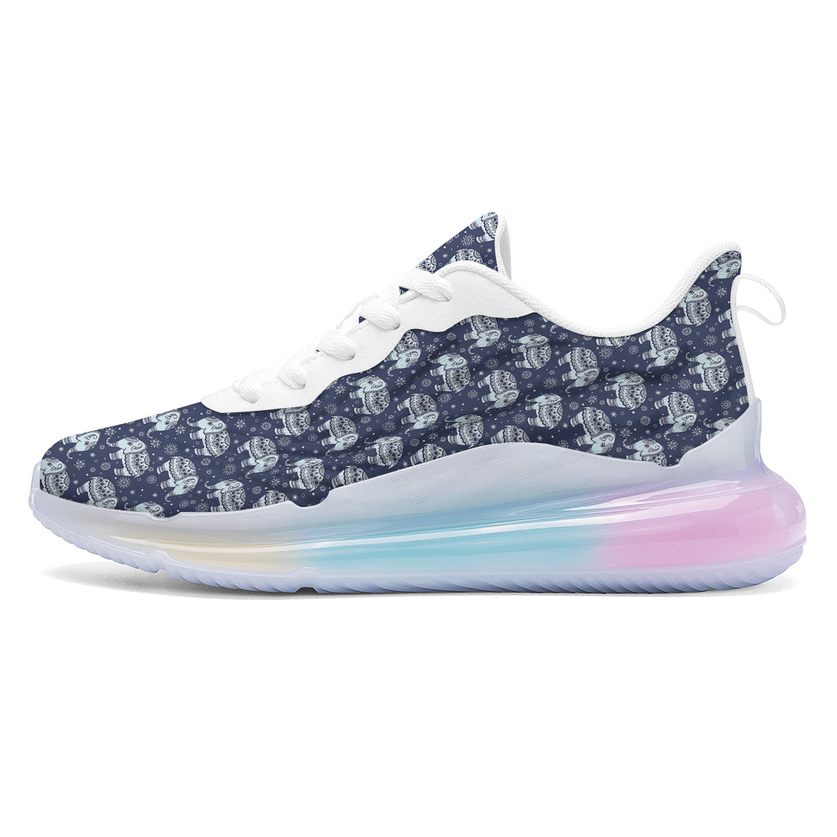 Indian Elephant Blue And White Print Pattern Running Sneakers-grizzshop