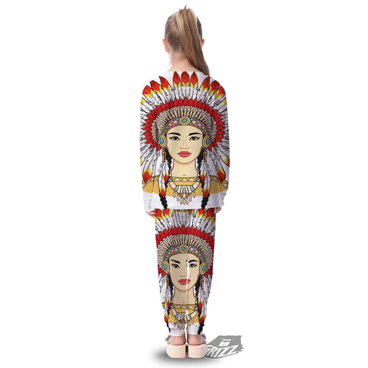 Indian Girl Native American Print Kid's Pajamas-grizzshop