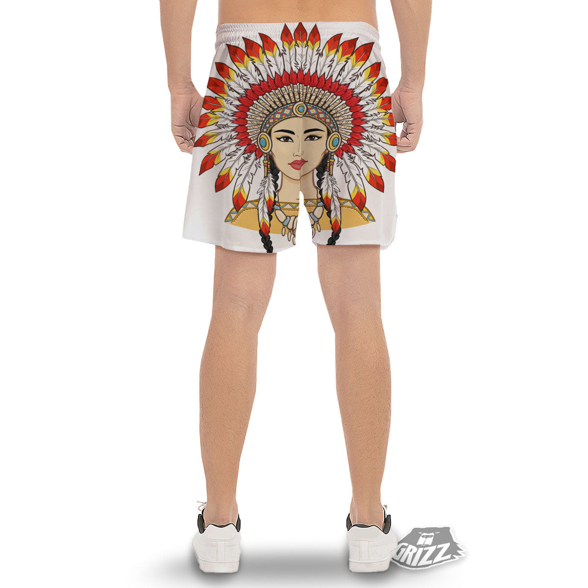 Indian Girl Native American Print Men's Gym Shorts-grizzshop
