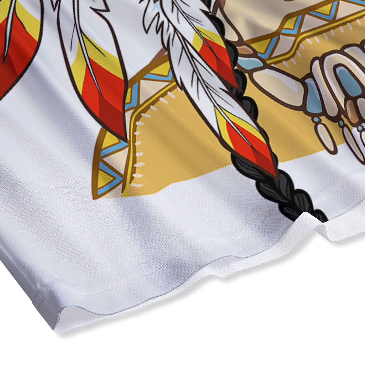 Indian Girl Native American Print Mesh Shorts