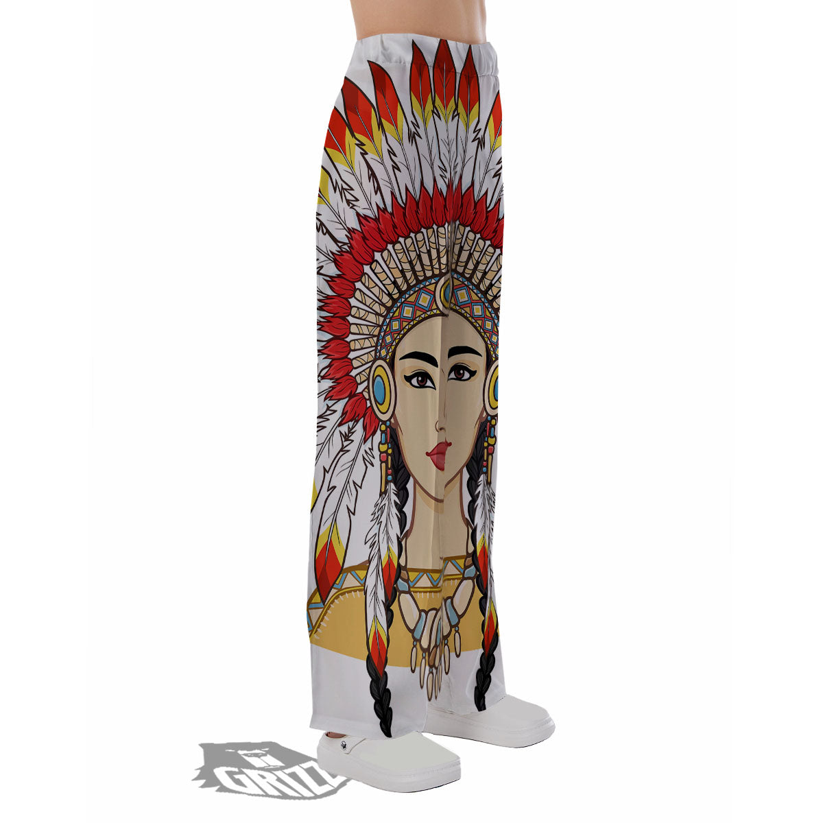 Indian Girl Native American Print Pajama Pants-grizzshop