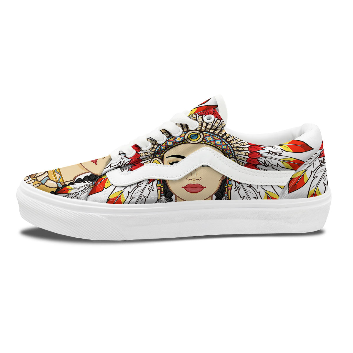 Indian Girl Native American Print Skate Shoes-grizzshop