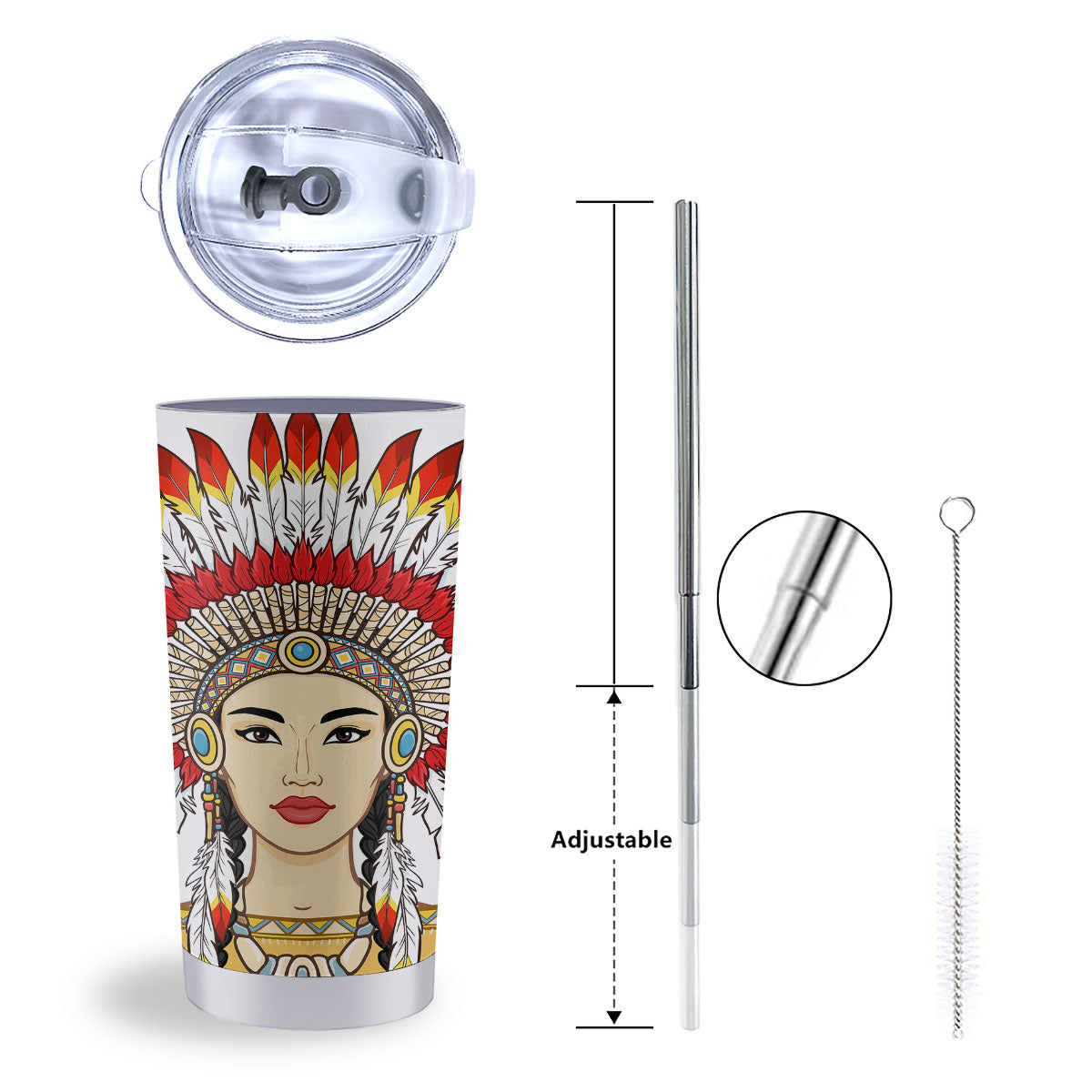 Indian Girl Native American Print Tumbler-grizzshop