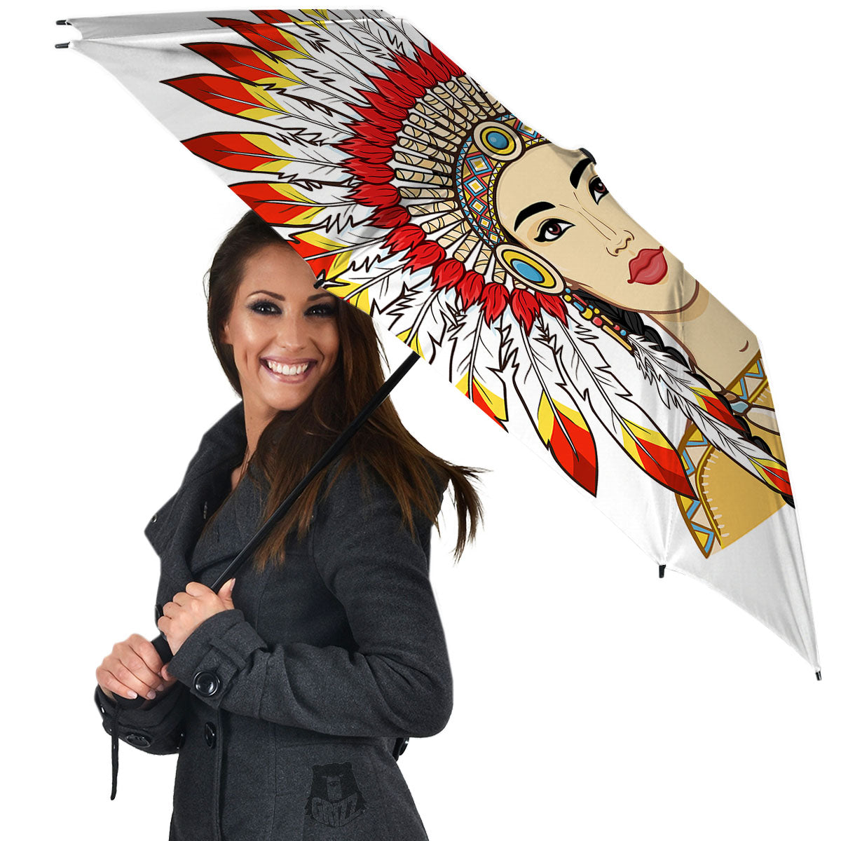 Indian Girl Native American Print Umbrella-grizzshop