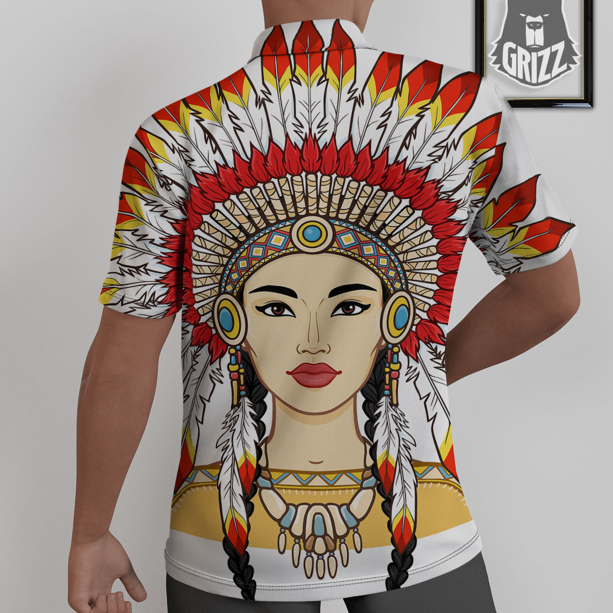 Indian Girl Native American Print Untucked Shirts-grizzshop