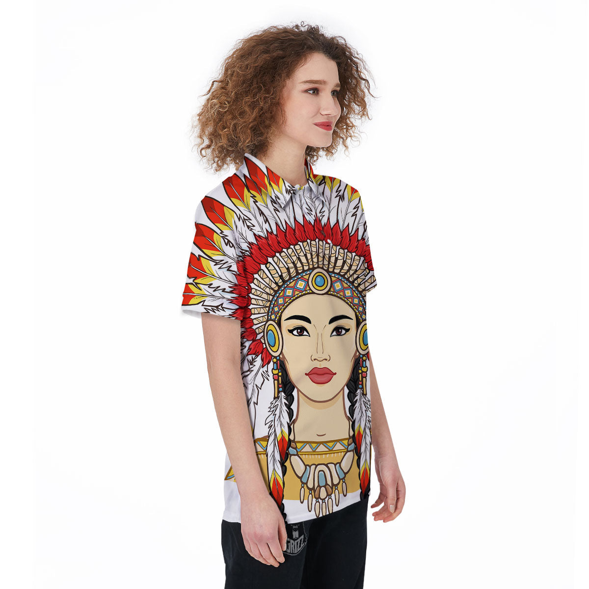 Indian Girl Native American Print Women's Golf Shirts-grizzshop