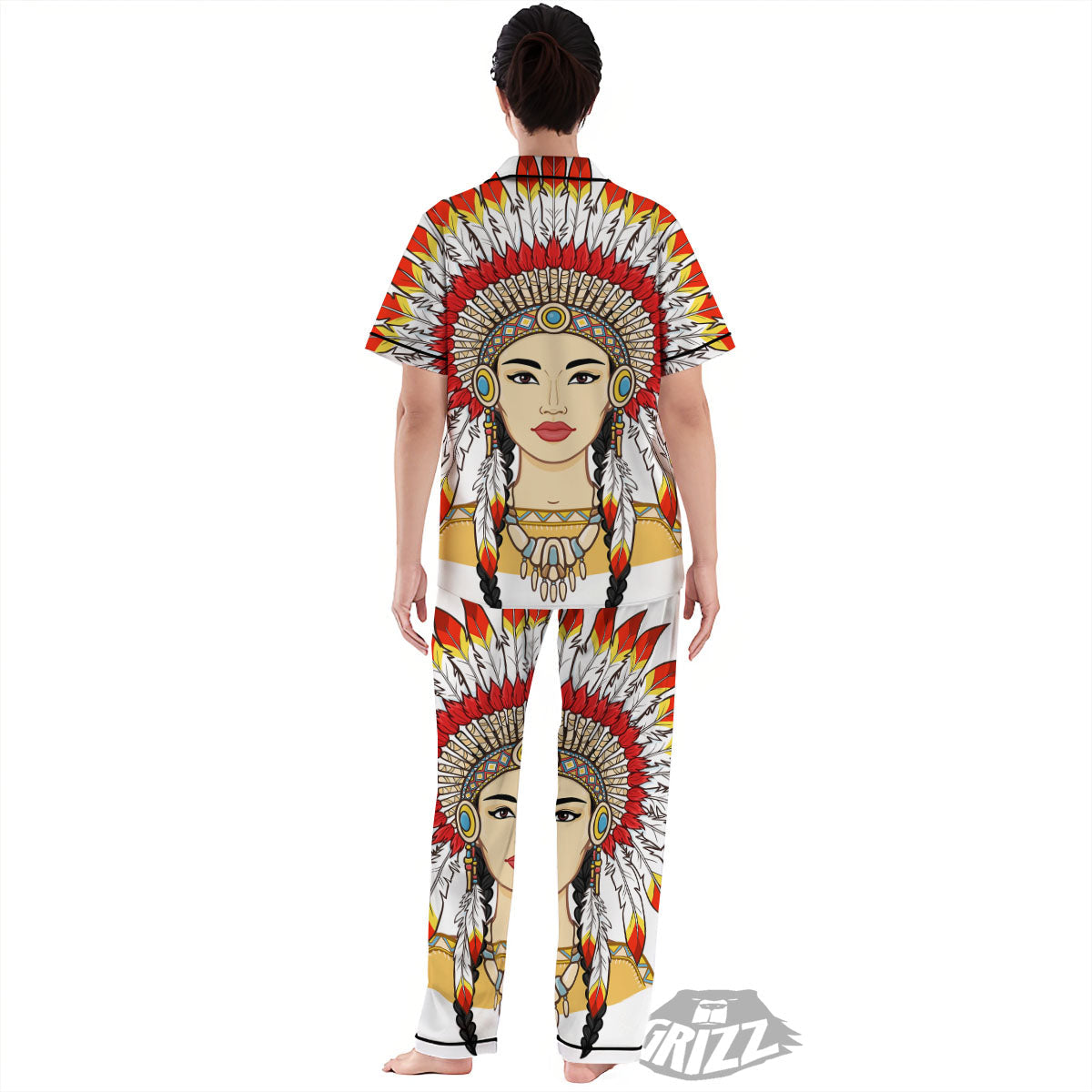Indian Girl Native American Print Women's Pajamas Set-grizzshop