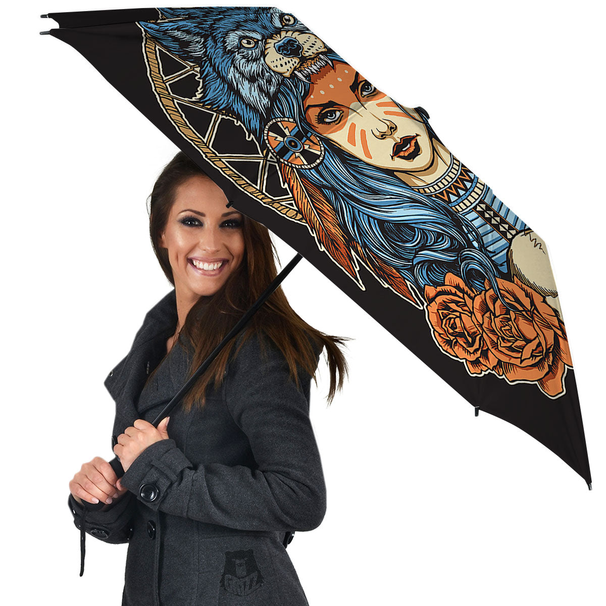 Indian Girl Native Portrait Print Umbrella-grizzshop