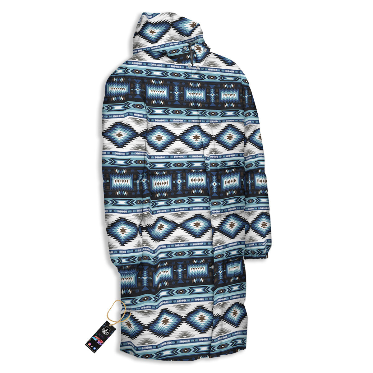 Indian Native American Print Pattern Long Down Jacket-grizzshop