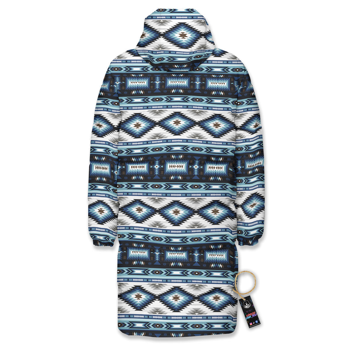 Indian Native American Print Pattern Long Down Jacket-grizzshop