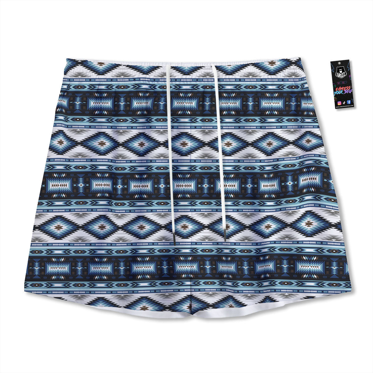 Indian Native American Print Pattern Mesh Shorts