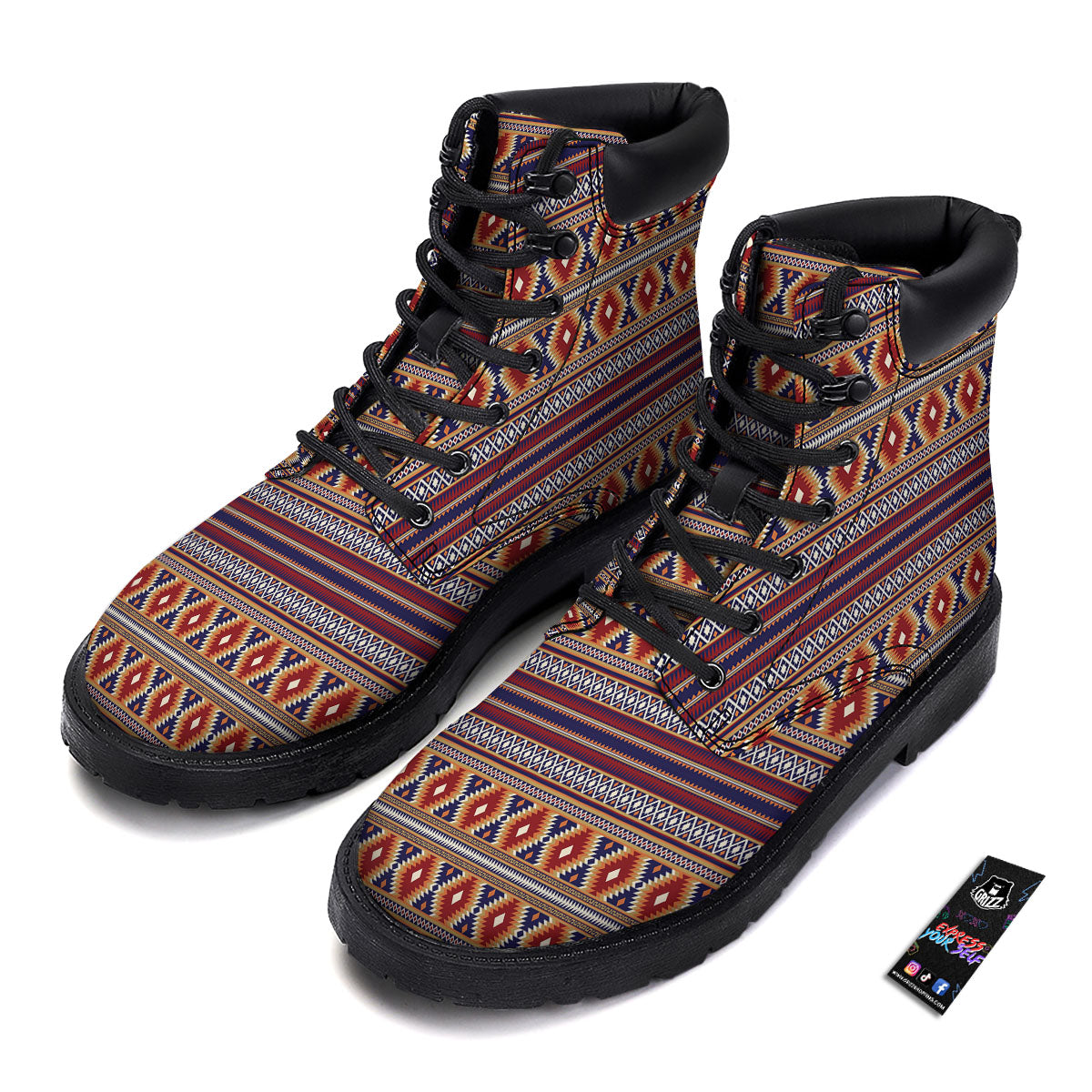 Indian Native Tribal Print Pattern Boots-grizzshop