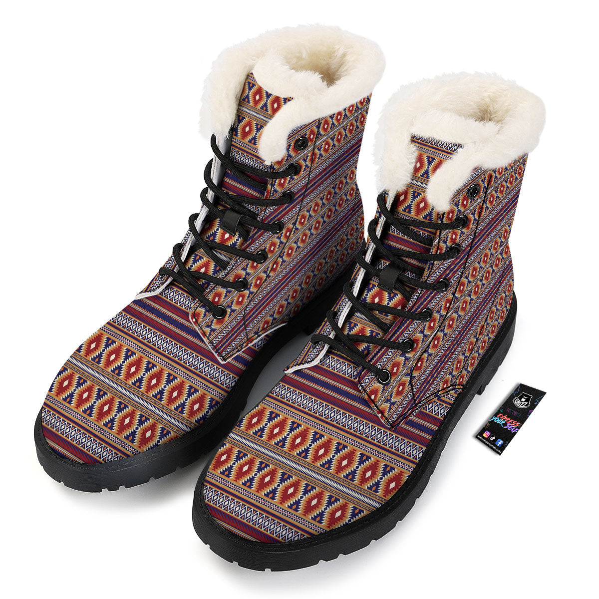 Indian Native Tribal Print Pattern Winter Boots-grizzshop