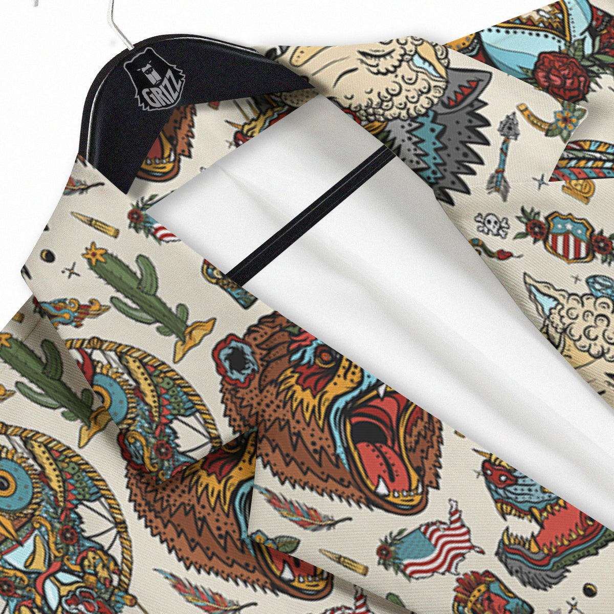 Indian Old School Tattoo Style Print Pattern Men's Sport Coat-grizzshop