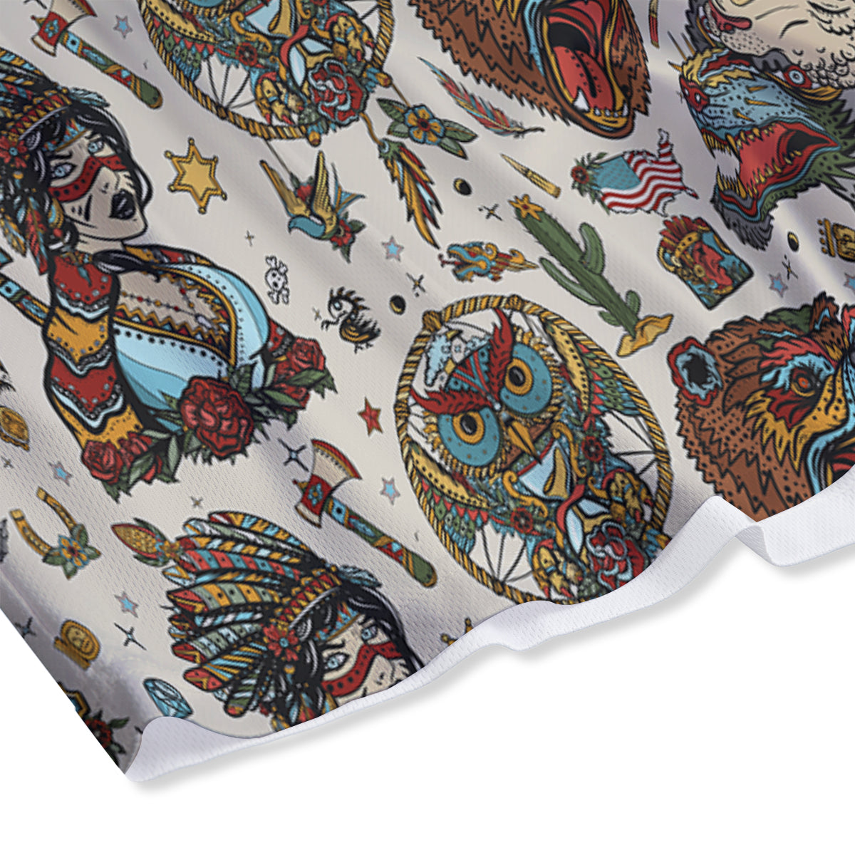 Koi Fish Golden Spiritual Print Mesh Shorts