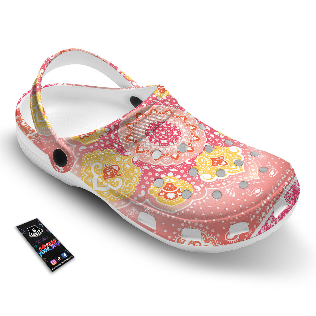 Indian Paisley Bandana Pink Print Clog-grizzshop