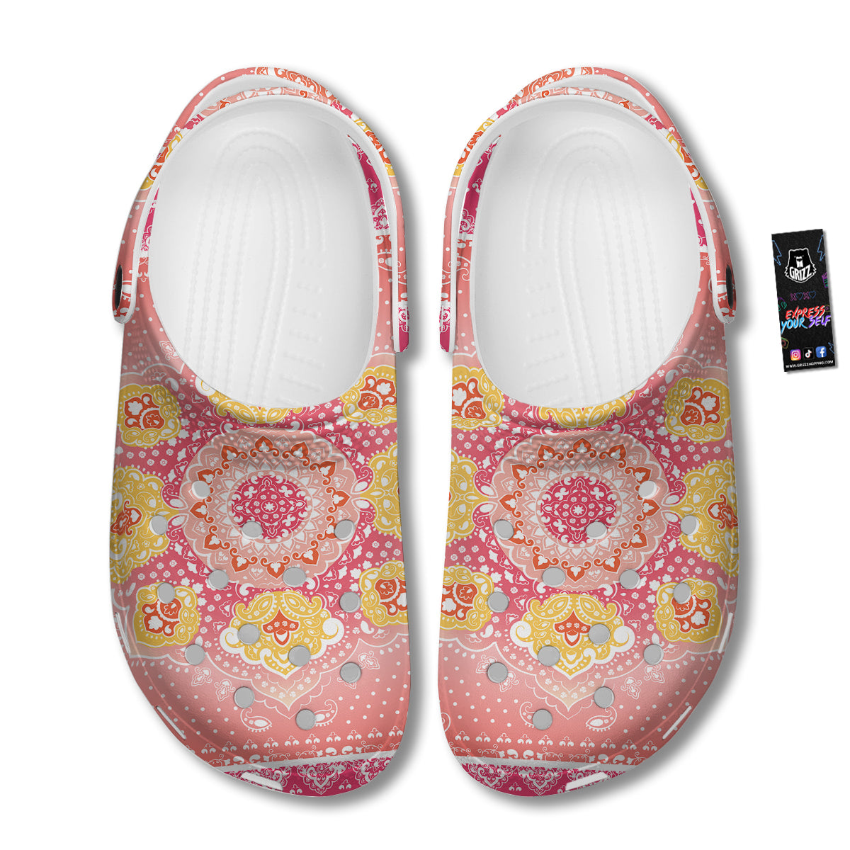 Indian Paisley Bandana Pink Print Clog-grizzshop
