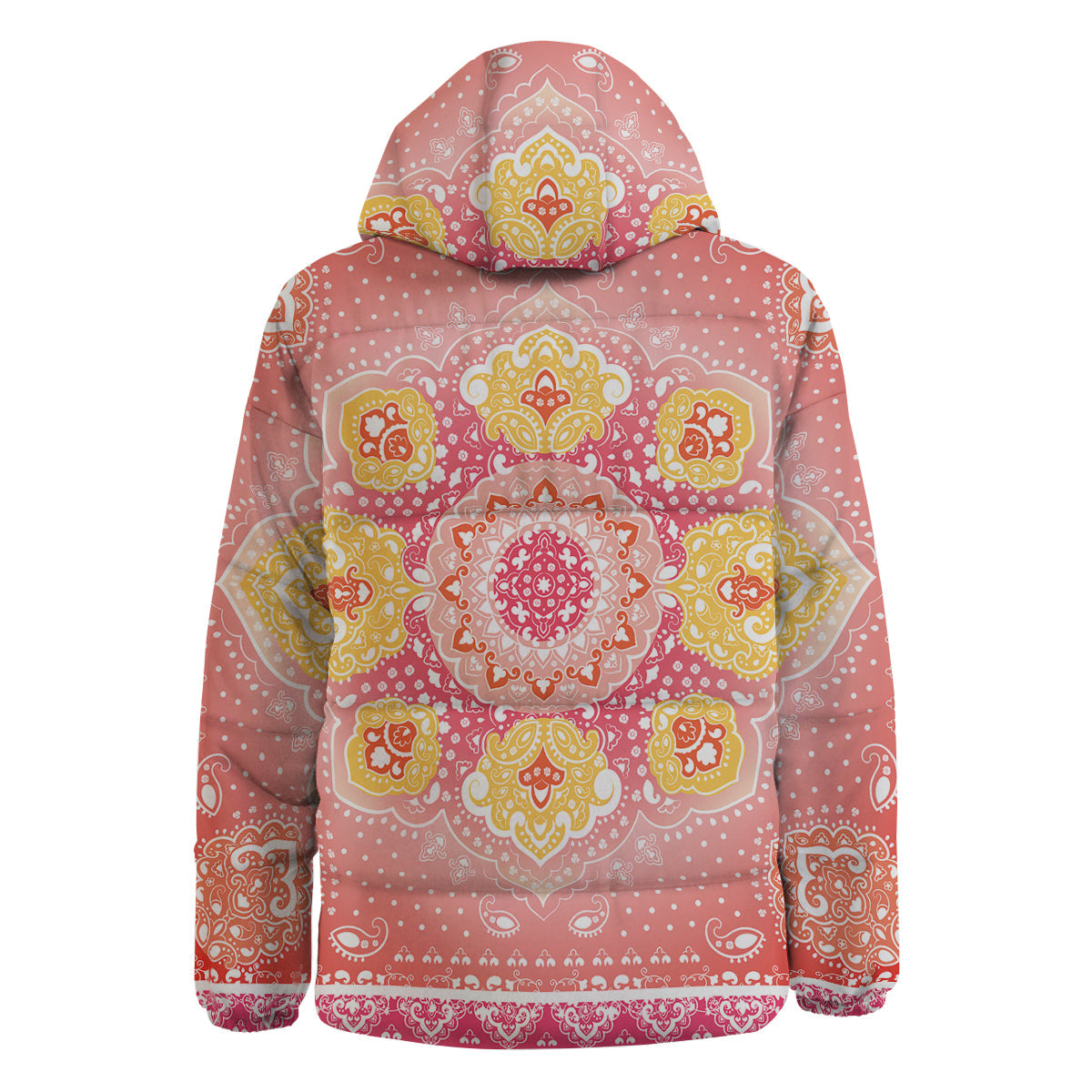 Indian Paisley Bandana Pink Print Down Jacket-grizzshop