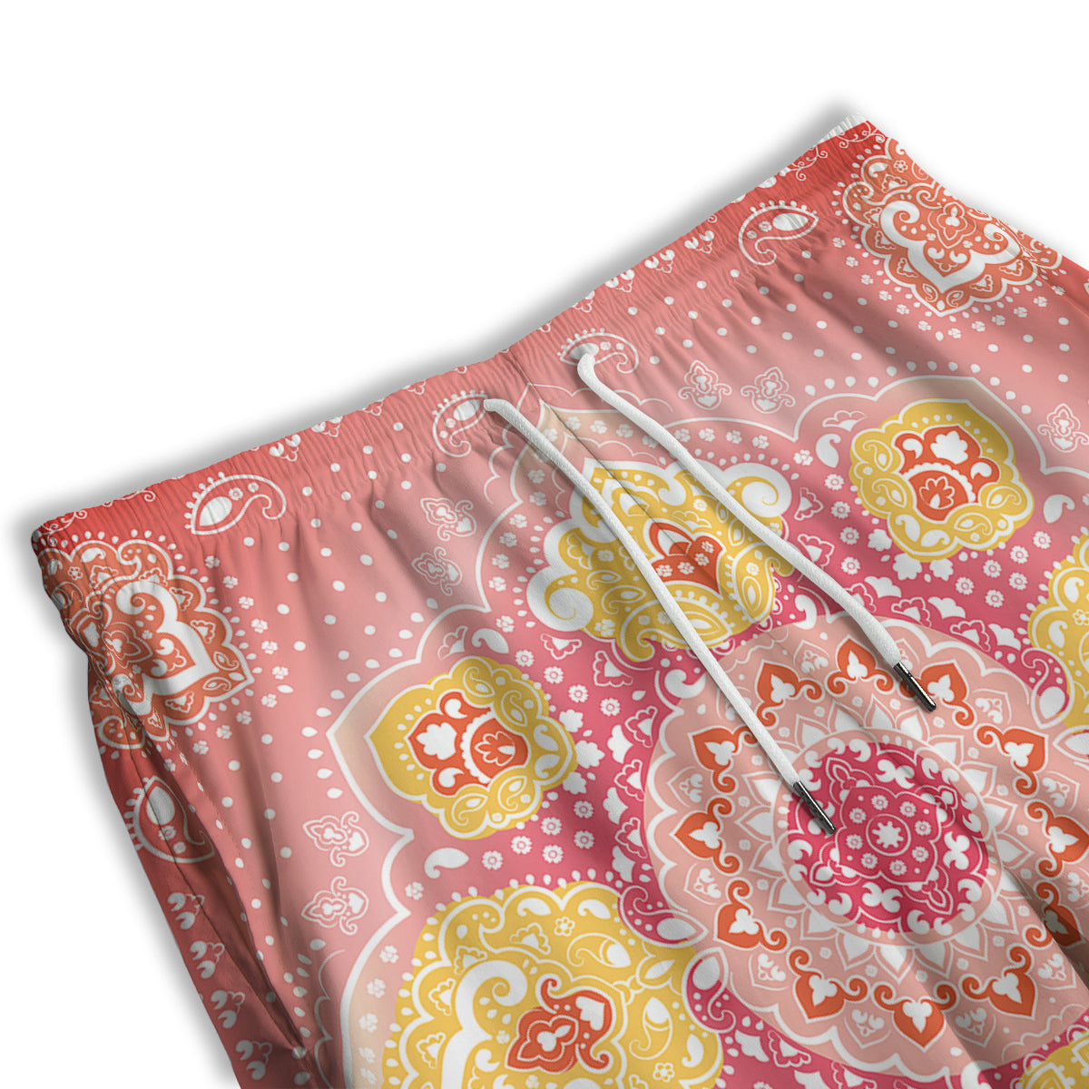 Indian Paisley Bandana Pink Print Men's Athletic Shorts