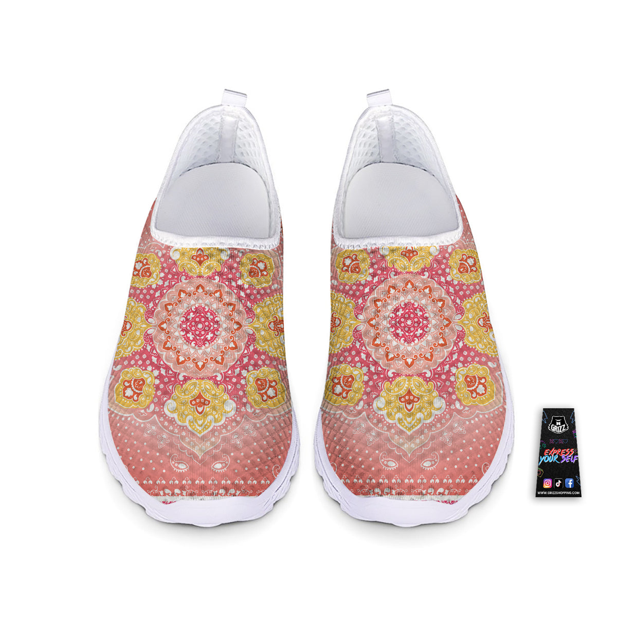 Indian Paisley Bandana Pink Print Nurse Shoes-grizzshop