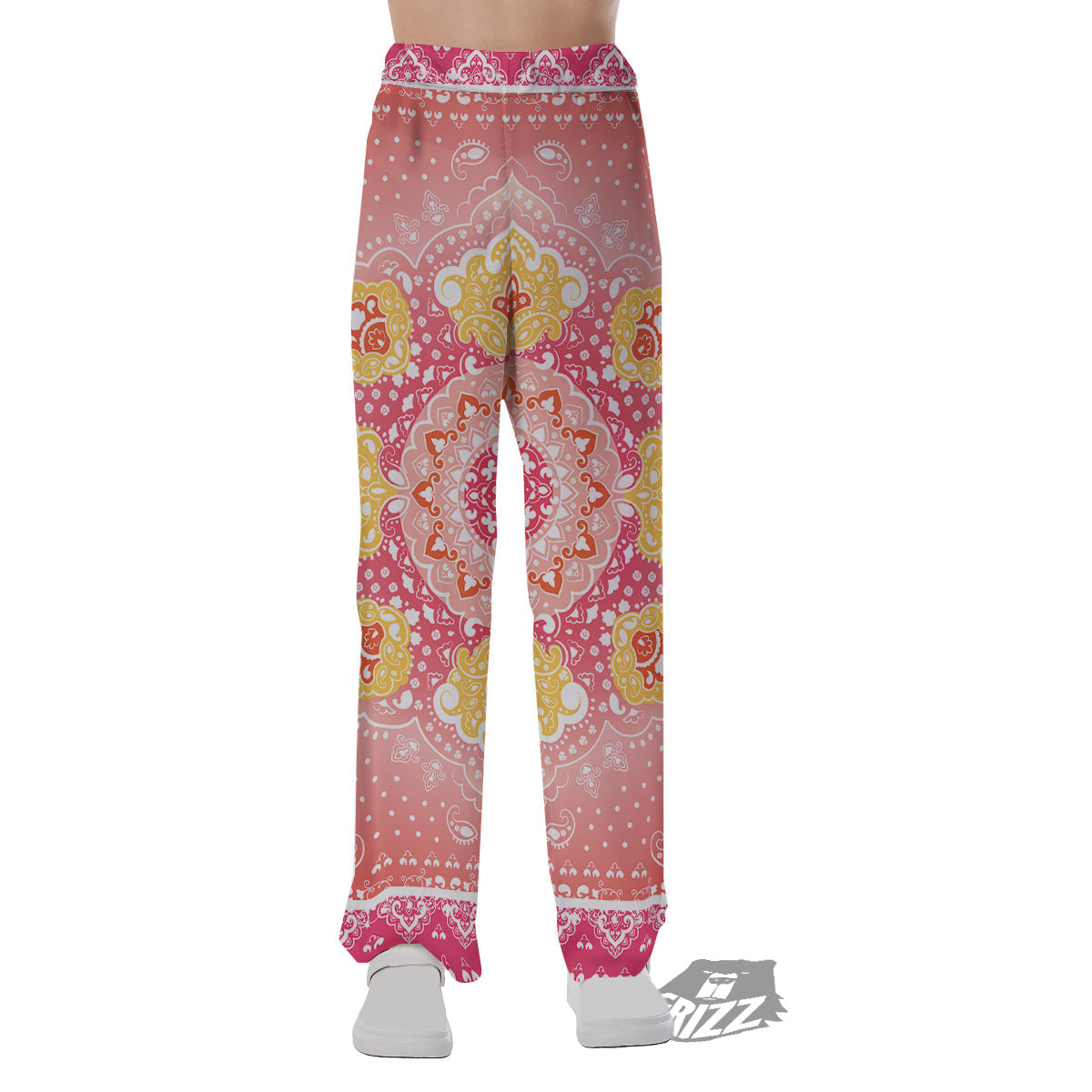 Indian Paisley Bandana Pink Print Pajama Pants-grizzshop