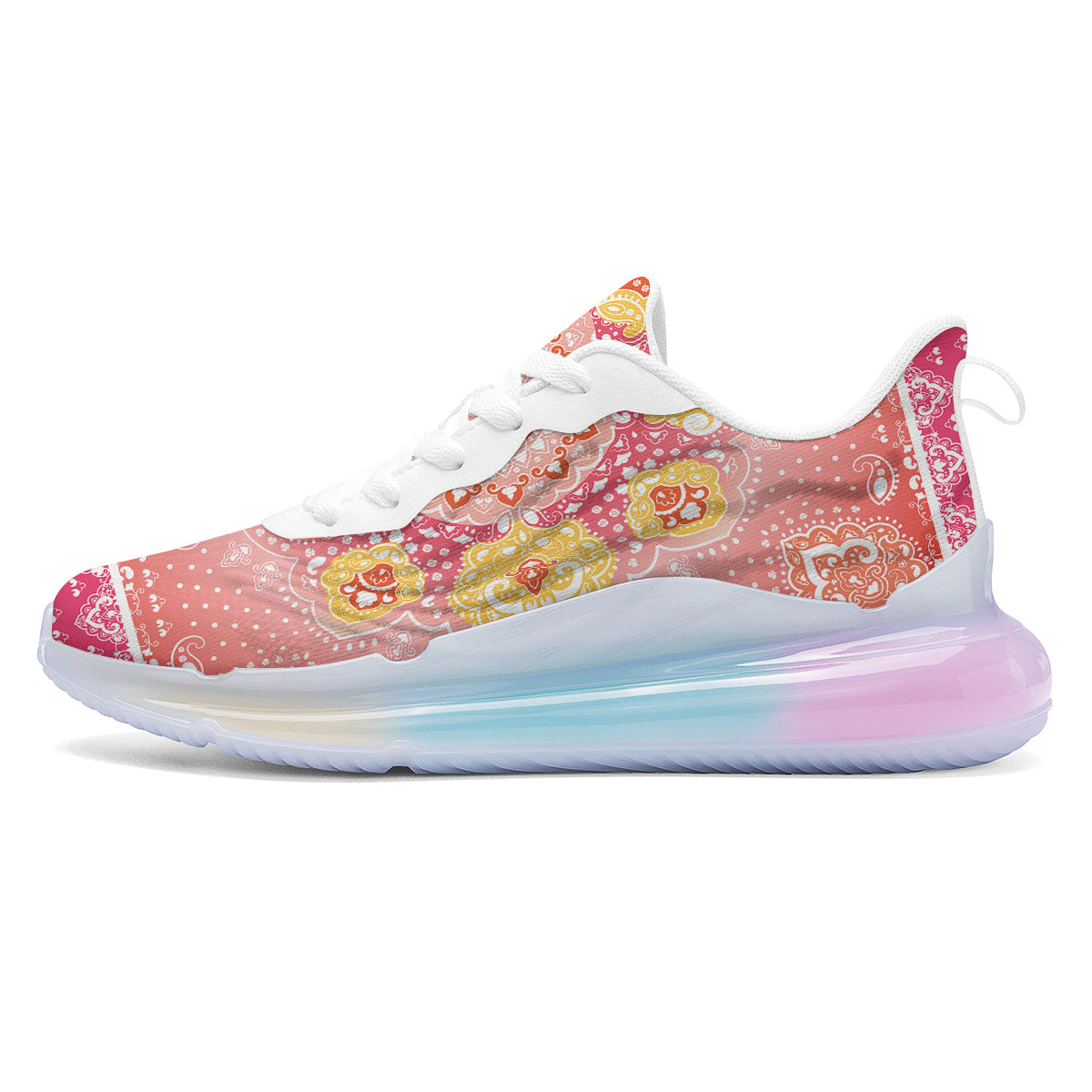 Indian Paisley Bandana Pink Print Running Sneakers-grizzshop