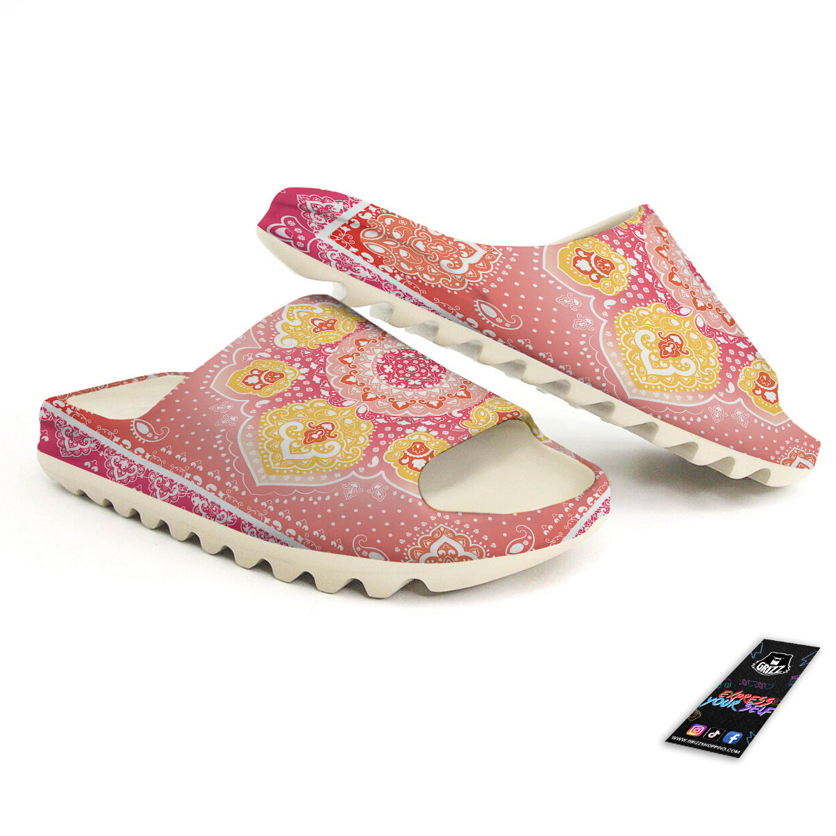 Indian Paisley Bandana Pink Print Sandals-grizzshop
