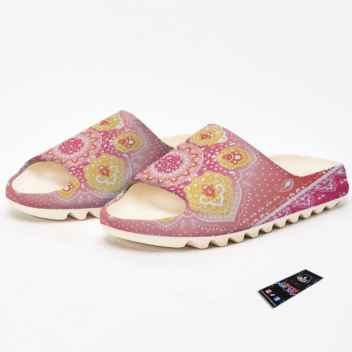 Indian Paisley Bandana Pink Print Sandals-grizzshop
