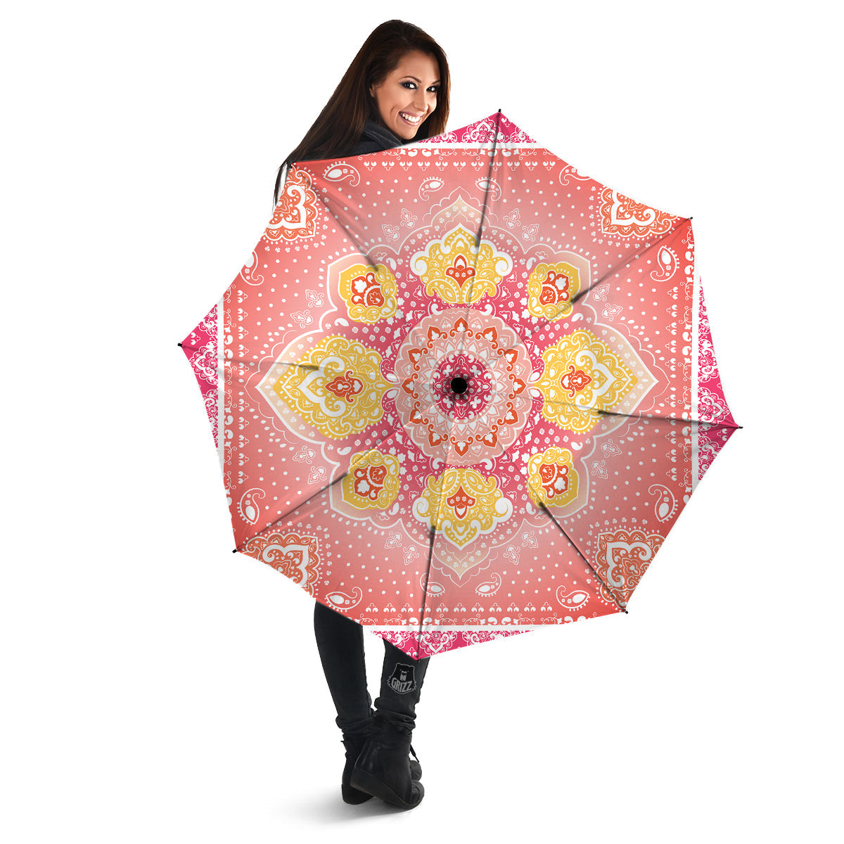 Indian Paisley Bandana Pink Print Umbrella-grizzshop