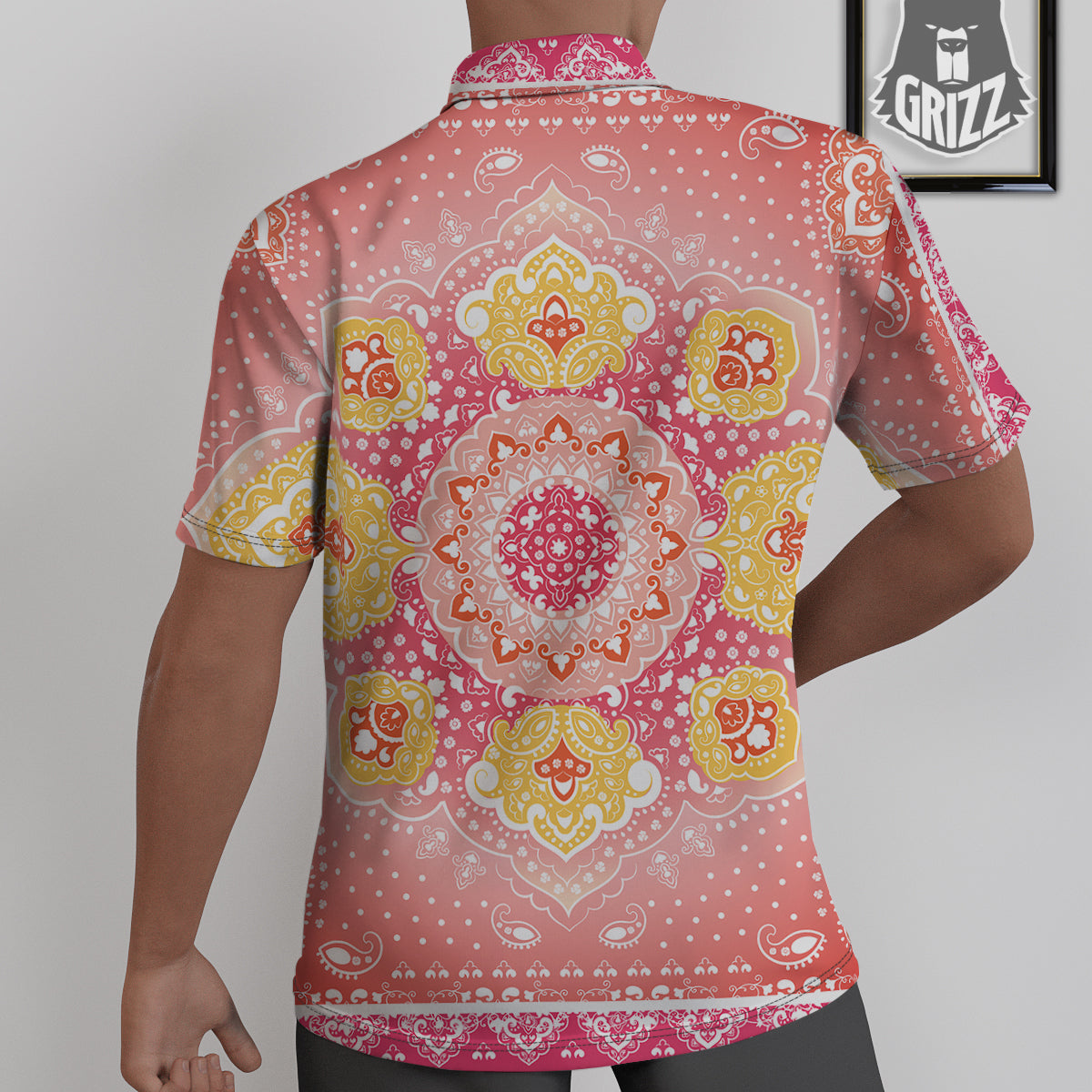 Indian Paisley Bandana Pink Print Untucked Shirts-grizzshop