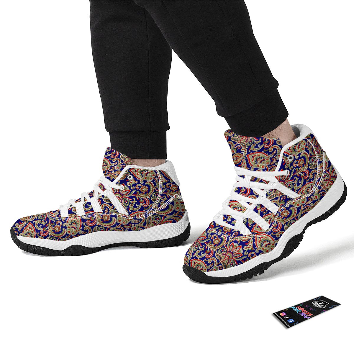 Indian Paisley White Bball Shoes-grizzshop