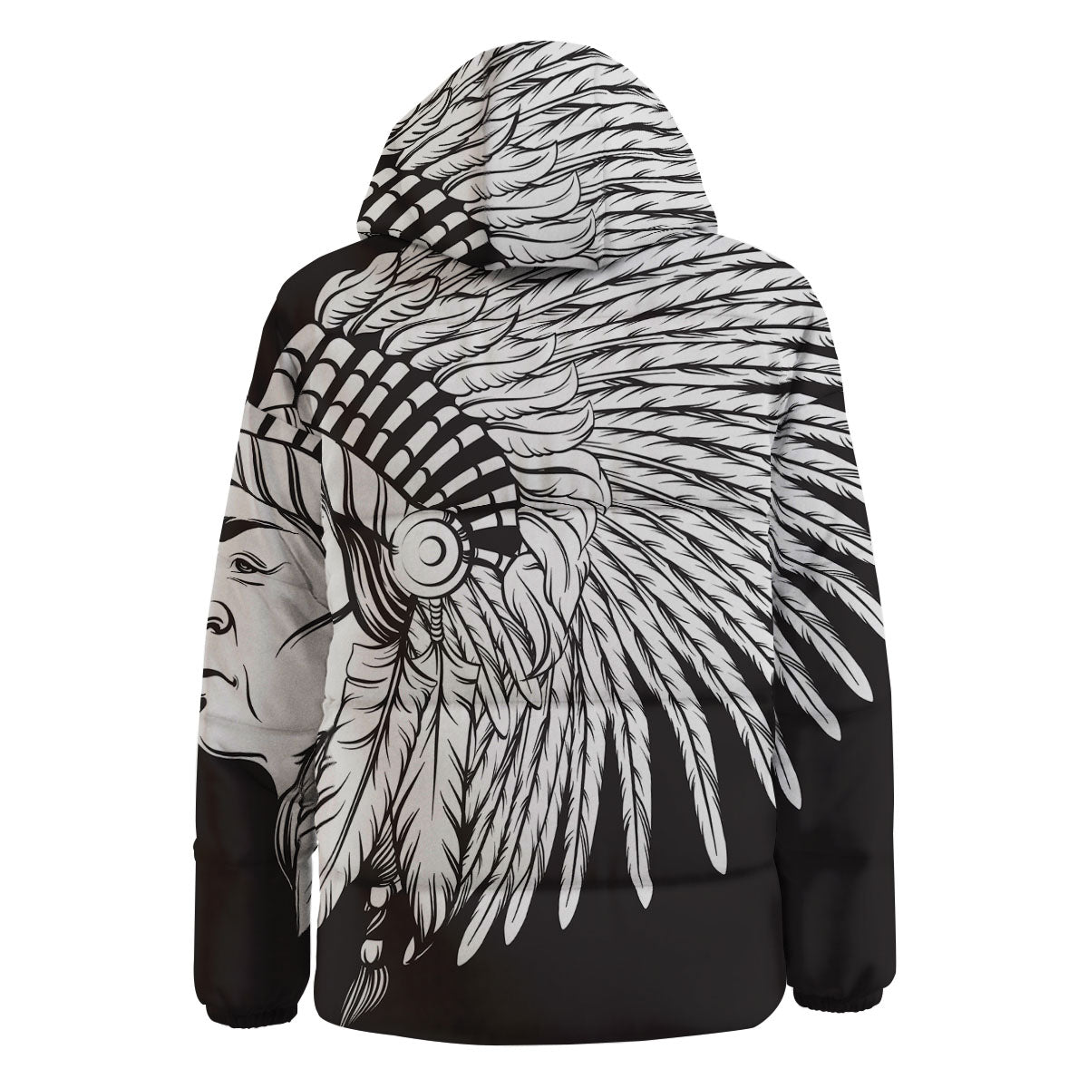 Indian Portrait Monochrome Native Print Down Jacket-grizzshop