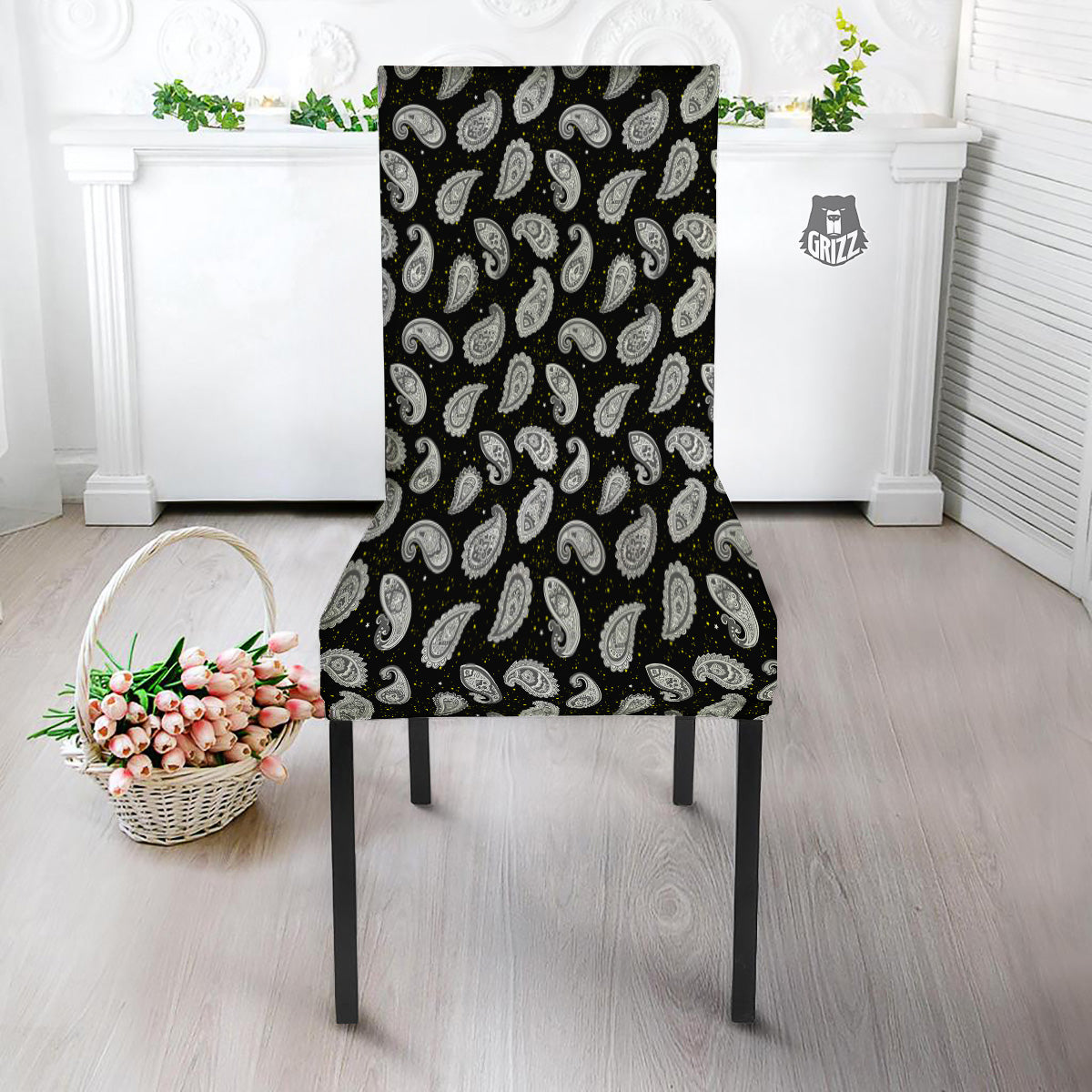 Indian Rug Tribal And Yellow Star Print Pattern Dining Chair Slipcover-grizzshop