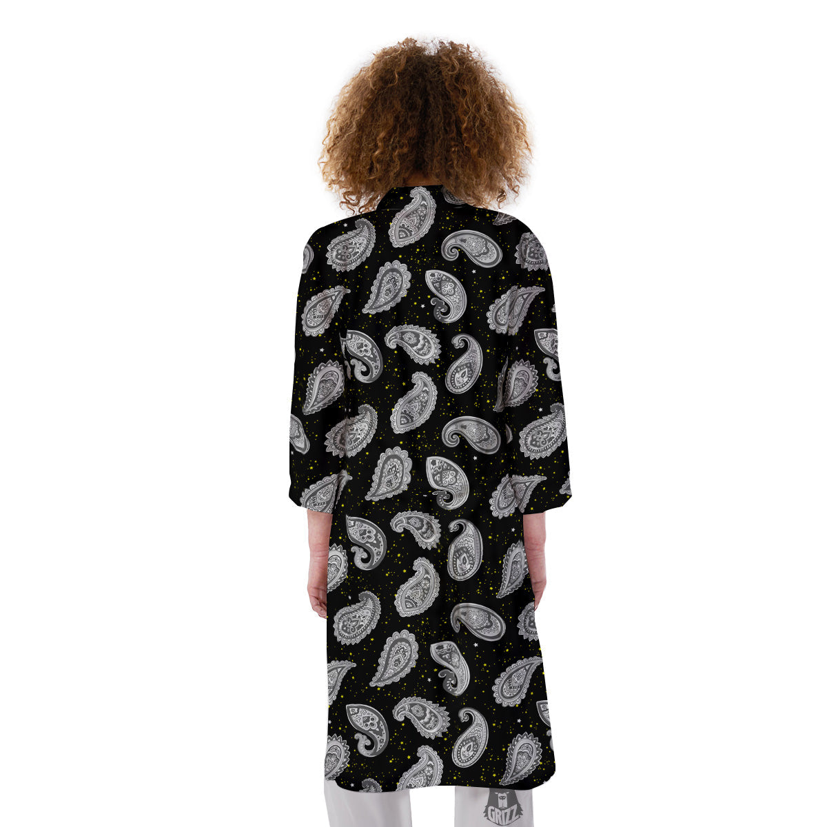 Indian Rug Tribal And Yellow Star Print Pattern Kimono-grizzshop