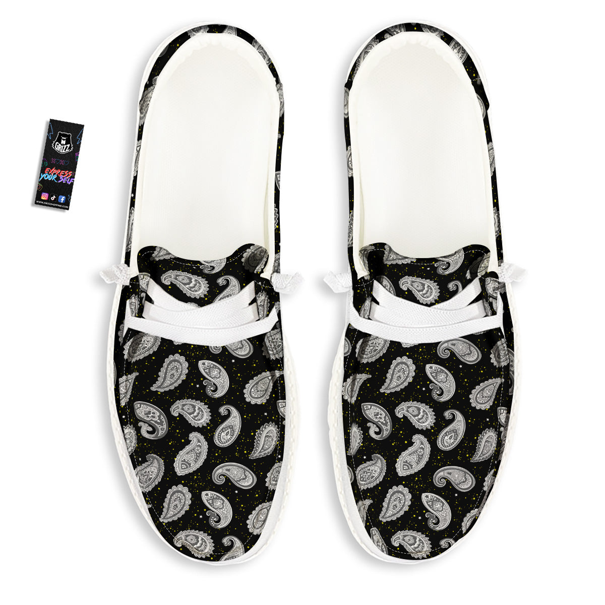 Indian Rug Tribal And Yellow Star Print Pattern White Loafers-grizzshop