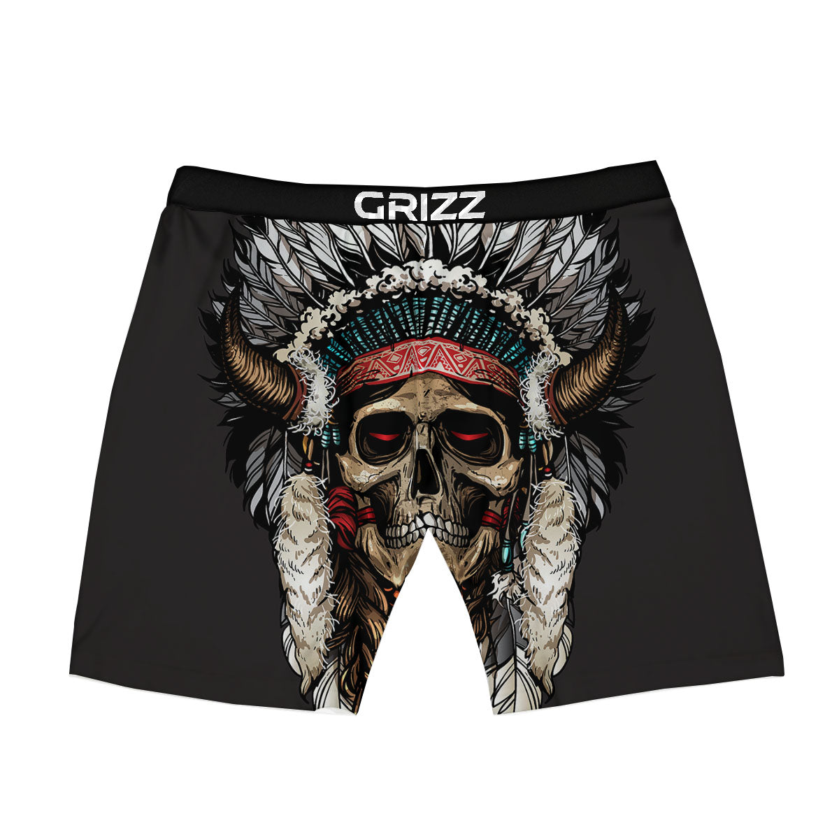 Indian Skull Native American Print Boxer Briefs-grizzshop