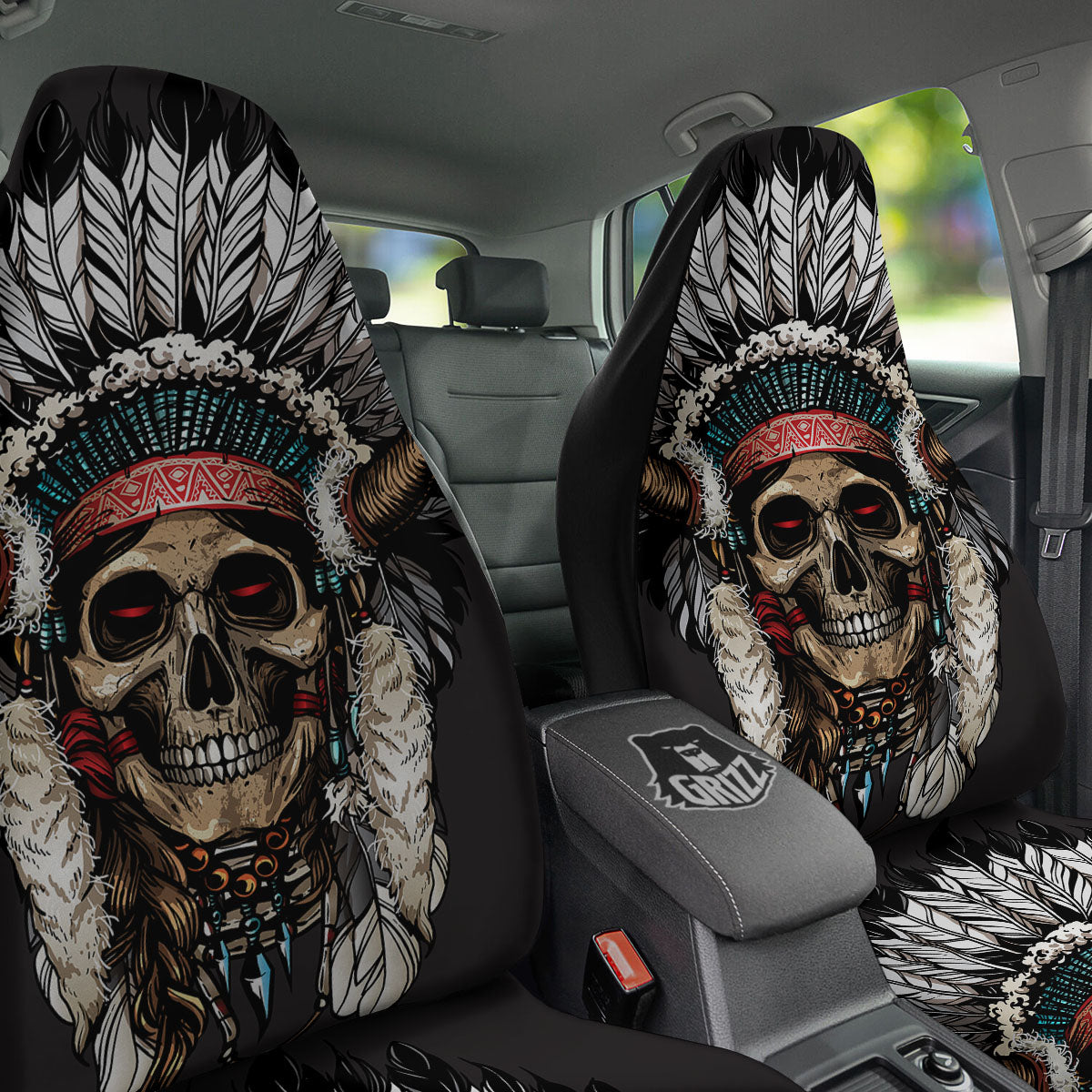 Indian Skull Native American Print Car Seat Covers-grizzshop