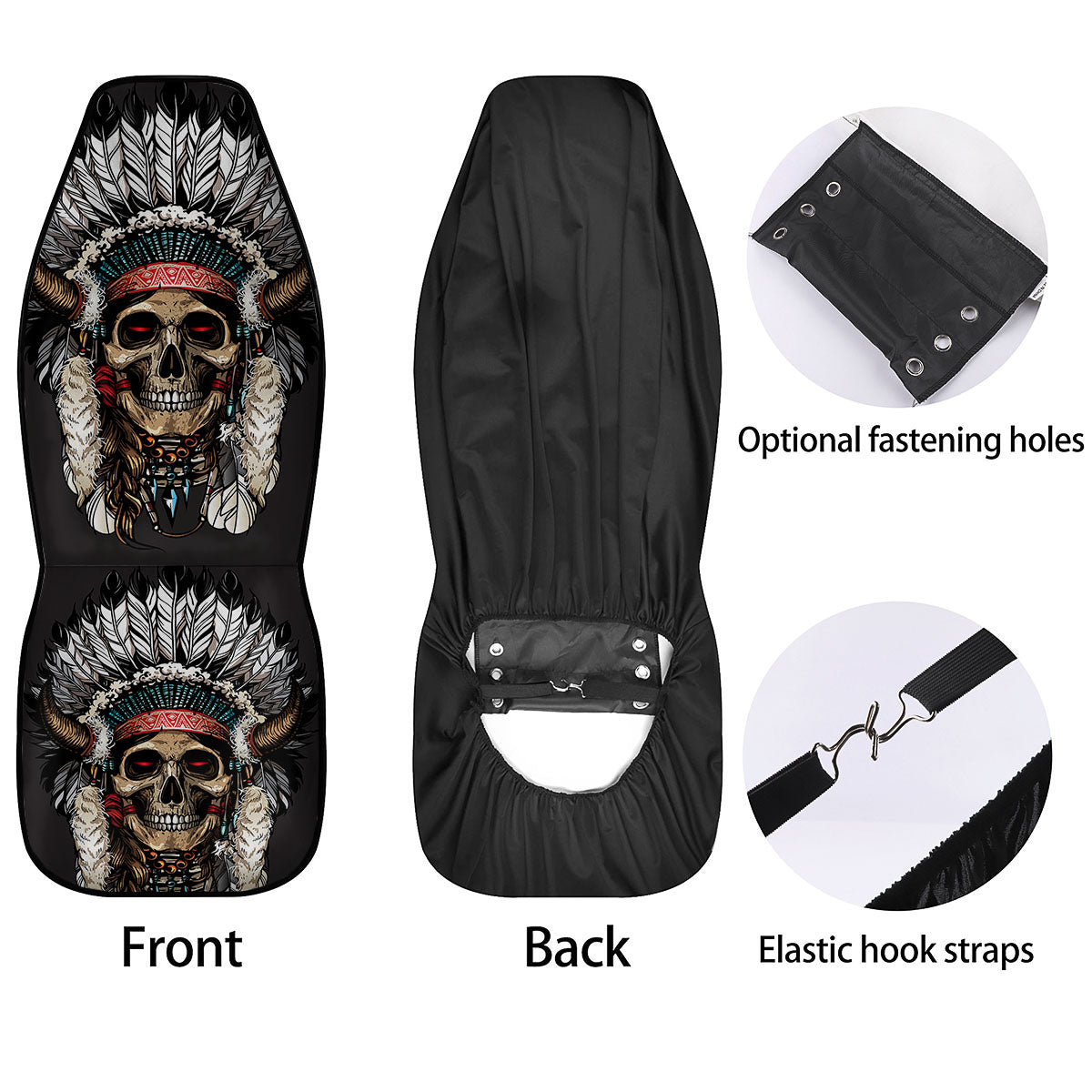 Indian Skull Native American Print Car Seat Covers-grizzshop