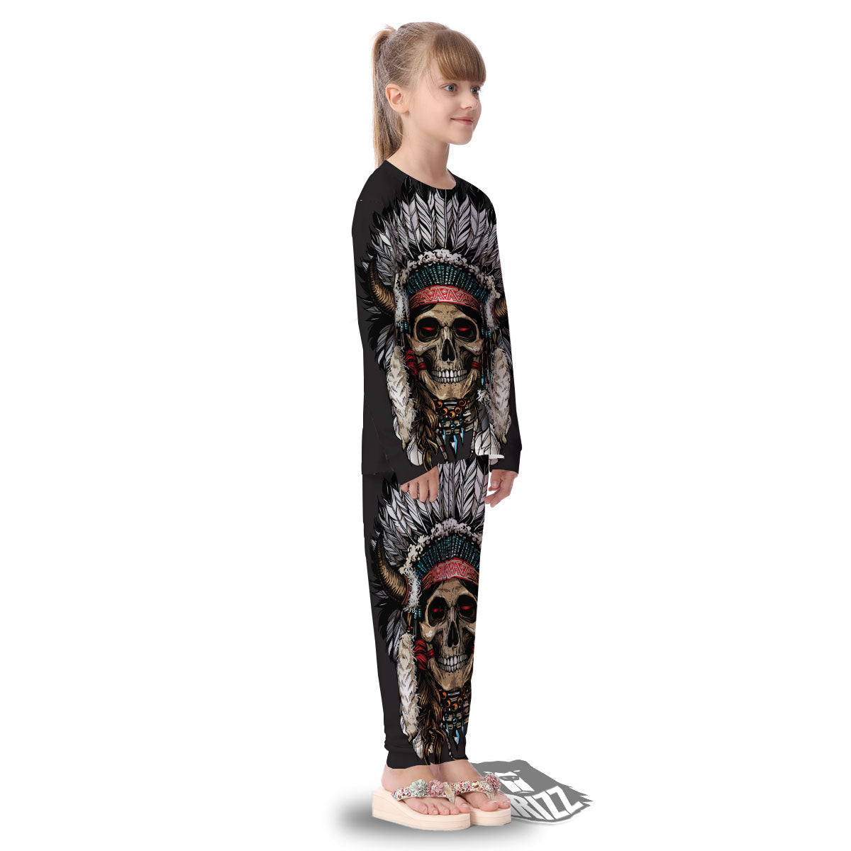 Indian Skull Native American Print Kid's Pajamas-grizzshop