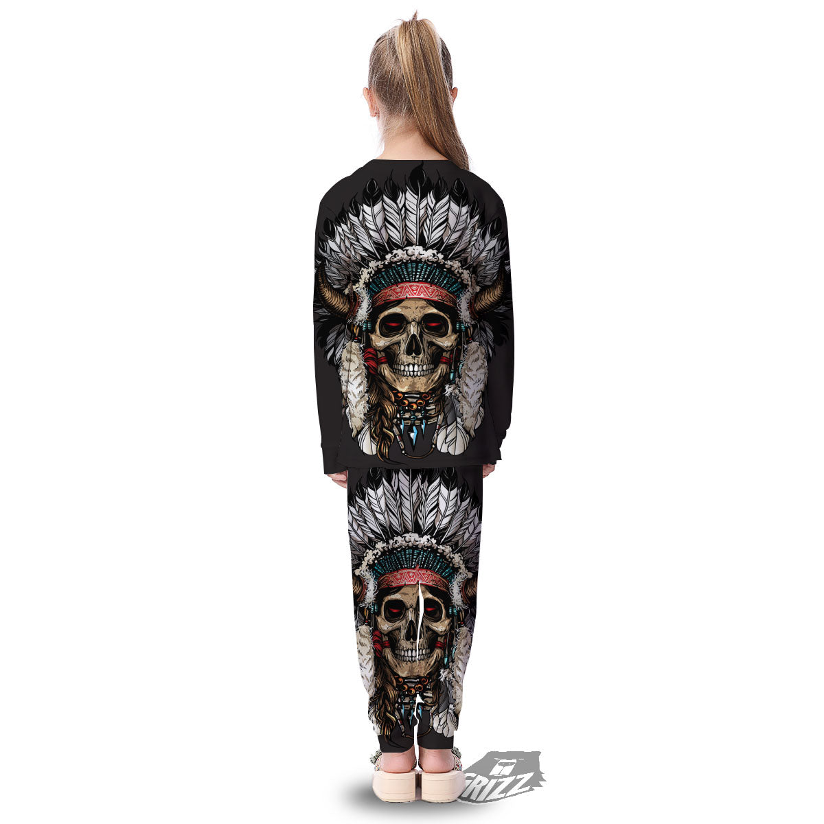 Indian Skull Native American Print Kid's Pajamas-grizzshop